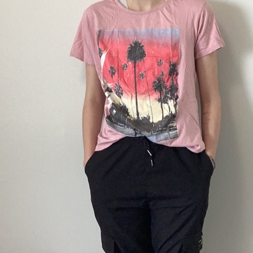 Light pink, California boulevard design, size medium, notorious brand.